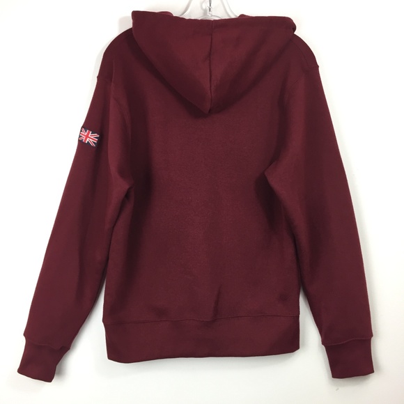 London England Burgundy Full Zip Hoodie - Picture 3 of 6